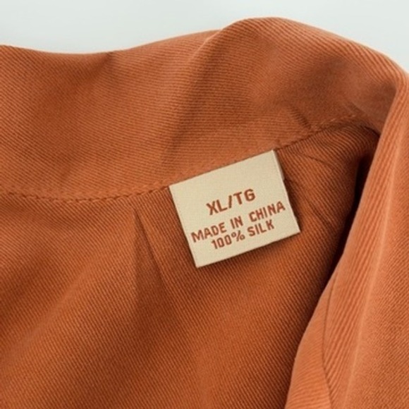 Tommy Bahama XL Shirt Mens 1005 Silk Button Up Camp Collar Short Sleeve Rust - Picture 5 of 7
